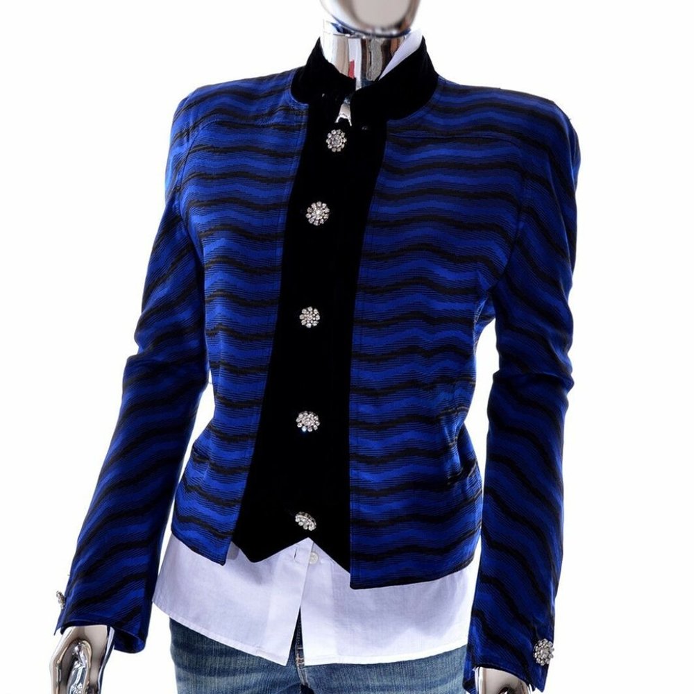 Designer Valentino Silk Rhinestone Blazer Jacket